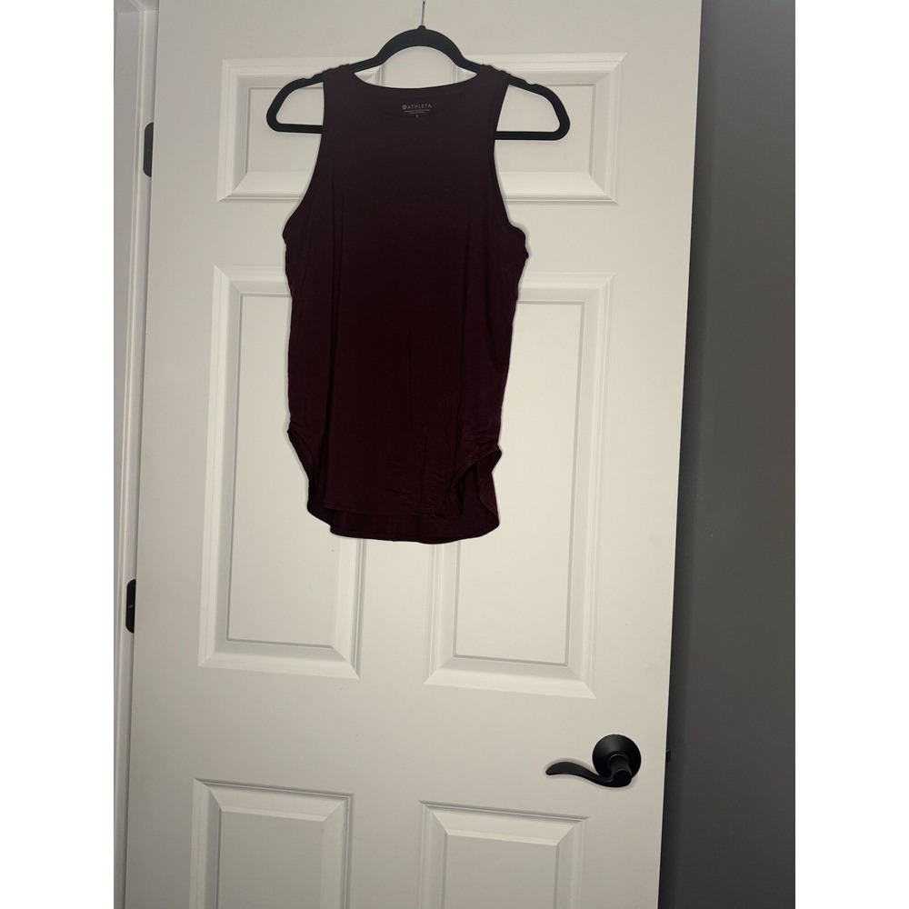 Athleta Essence Relaxed Fit High Low  Athletic Tank Top Maroon Small